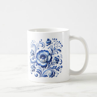 Taza De Café Porcelana Tradicional de Cobalto Arte Popular Calc