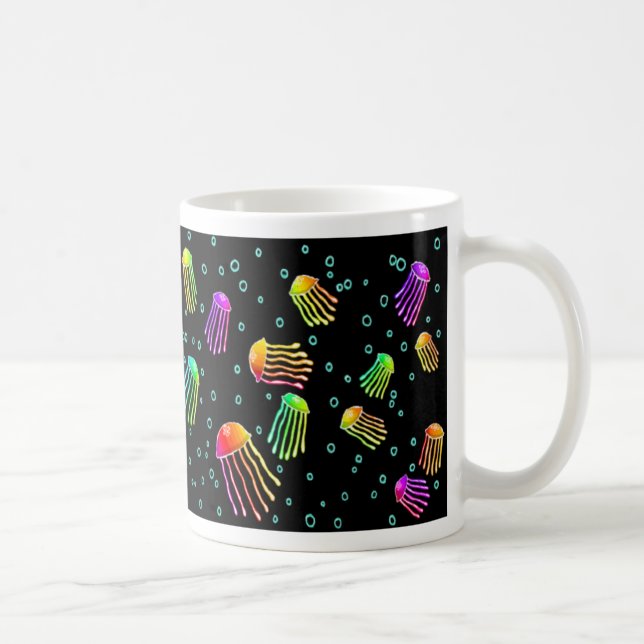 Taza De Café Porciones de medusas vibrantes - noche de neón (Derecha)