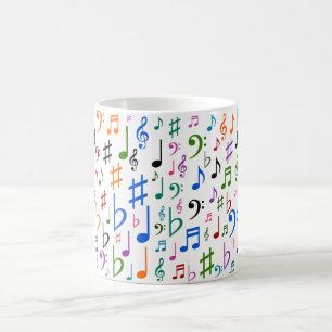 Taza De Café Porciones de notas musicales y de símbolos