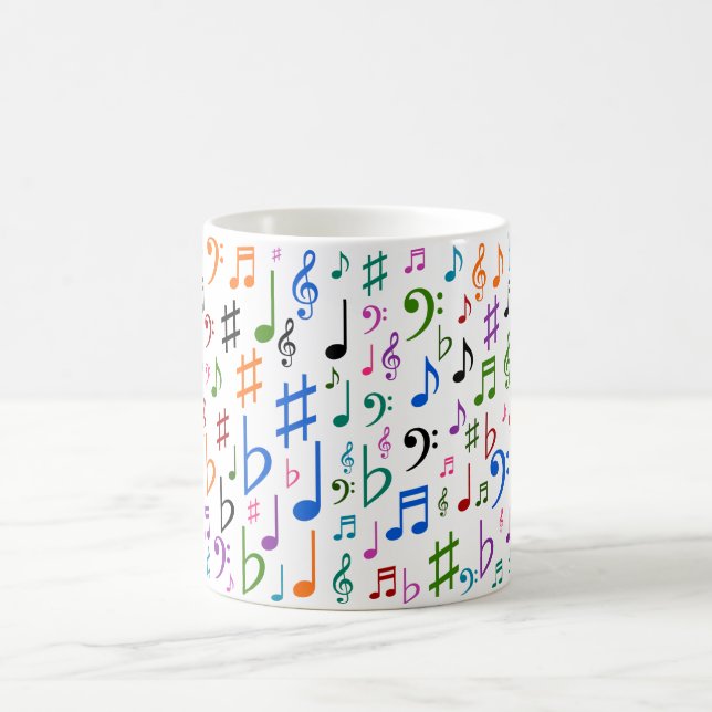 Taza De Café Porciones de notas musicales y de símbolos (Centro)