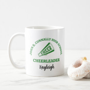 Taza De Café Porrista de Escuela Secundaria Verde Personalizada