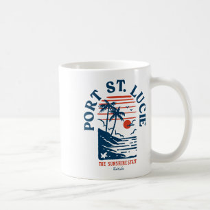Taza De Café Port St. Lucie Florida Surfista Retro Playa Vintag