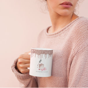 Taza De Café Porta bolígrafos de negocio de salón de uñas con b