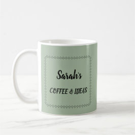 Taza De Café Portapapeles personalizado verde sabio moderno