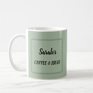 Taza De Café Portapapeles personalizado verde sabio moderno