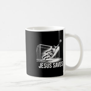 Taza De Café Portero de fútbol Arquero Jesús salva cristiano