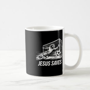 Taza De Café Portero de fútbol Arquero Jesús salva cristiano So