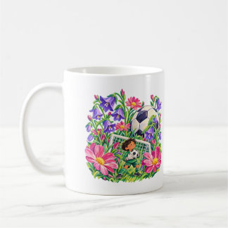 Taza De Café Portero de fútbol floral regalo deportivo rosa púr