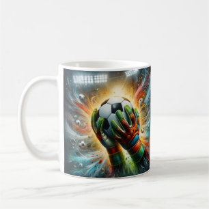 Taza De Café Portero de fútbol salva el balón