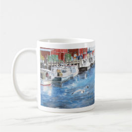 Taza De Café Portland Union Wharf, Acuarela Maine