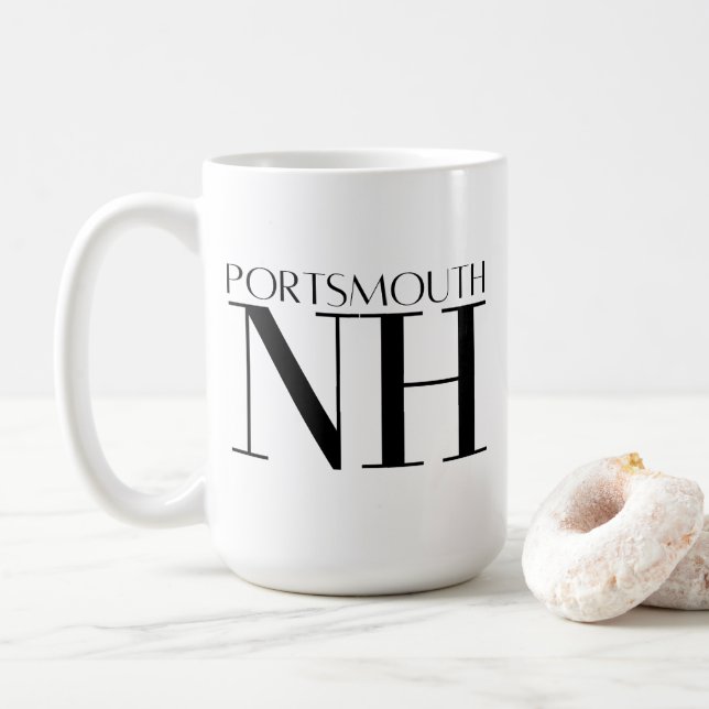 Taza De Café Portsmouth New Hampshire Black & White (Con donut)