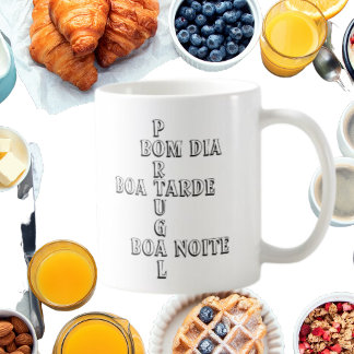 Taza De Café Portugal Bom Dia Boa Tarde Boa Noite Café Blanco