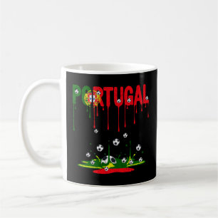 Taza De Café Portugal Fútbol Americano con Bandera Goteando