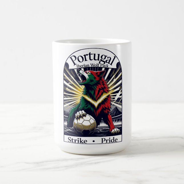 Taza De Café Portugal Soccer Iberian Wolf, National Pride Gift (Centro)