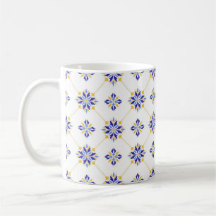 Taza De Café Portuguese Blue and Gold Azulejo Ceramic