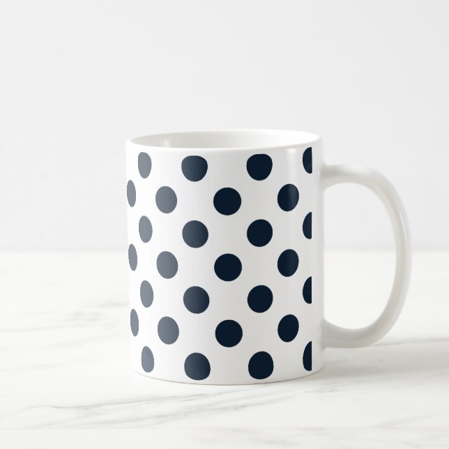 Taza De Café Pos de polka azul marino oscuro (Derecha)