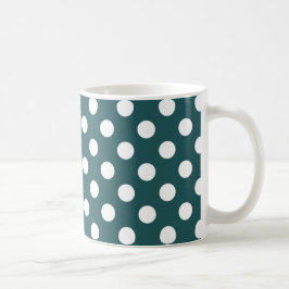 Taza De Café Pos de polka blanco en verde azulado