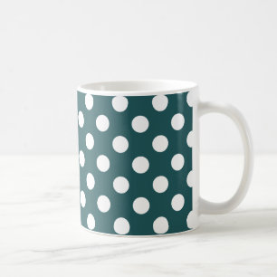 Taza De Café Pos de polka blanco en verde azulado