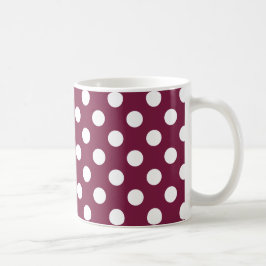 Taza De Café Pos de polka blanco sobre burdeos