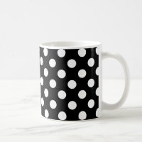 Pos de polka blanco sobre negro