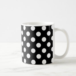 Taza De Café Pos de polka blanco sobre negro