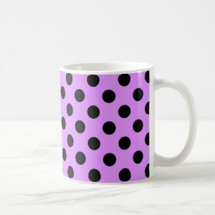 Taza De Café Pos de polka negra en lila