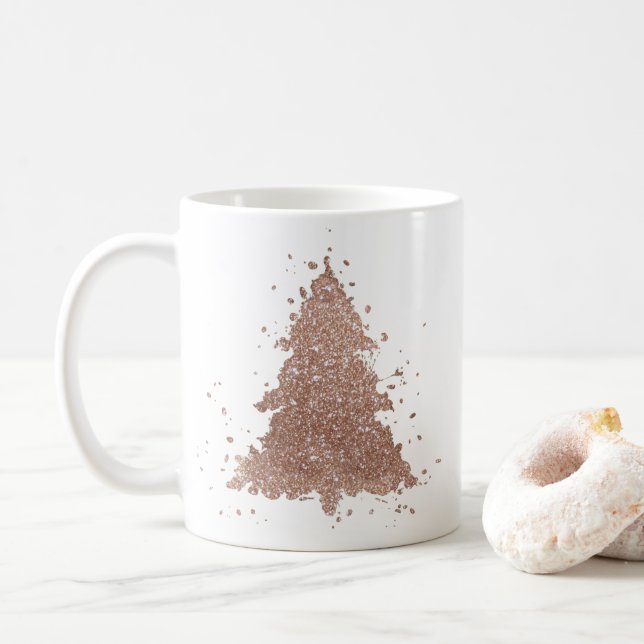 Taza De Café Posah Christmas Tree | Glam Rosa Gold Luxurious (Con donut)