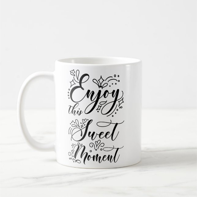 Taza De Café Positividad simple Recordatorio suave blanco negro (Izquierda)
