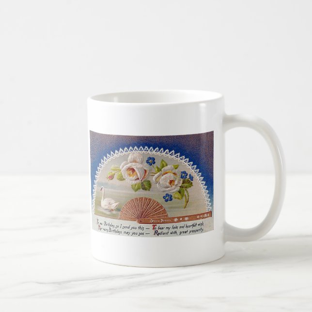Taza De Café Postal azul de cisne vintage (Derecha)