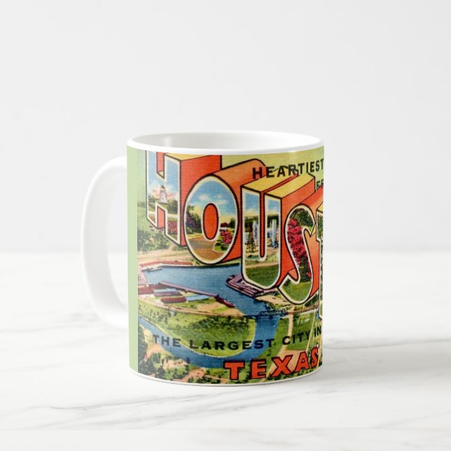 Taza De Café Postal de Houston Texas Vintage (Anverso izquierdo)