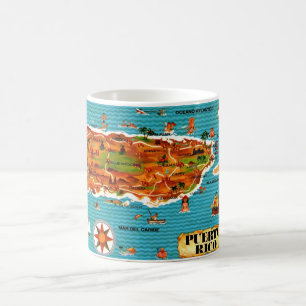 Taza De Café Postal de mapa de Puerto Rico en español
