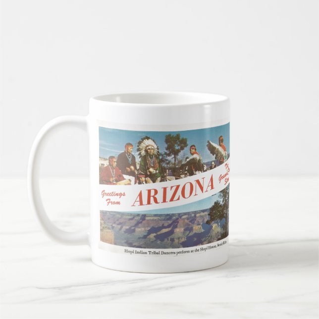 Taza De Café Postales antiguas, bailarinas tribales hopi, AZ (Izquierda)