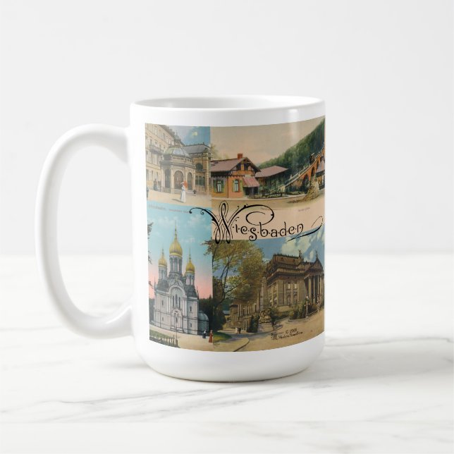 Taza De Café Postales de Wiesbaden para recuerdos Mug 15oz (Izquierda)
