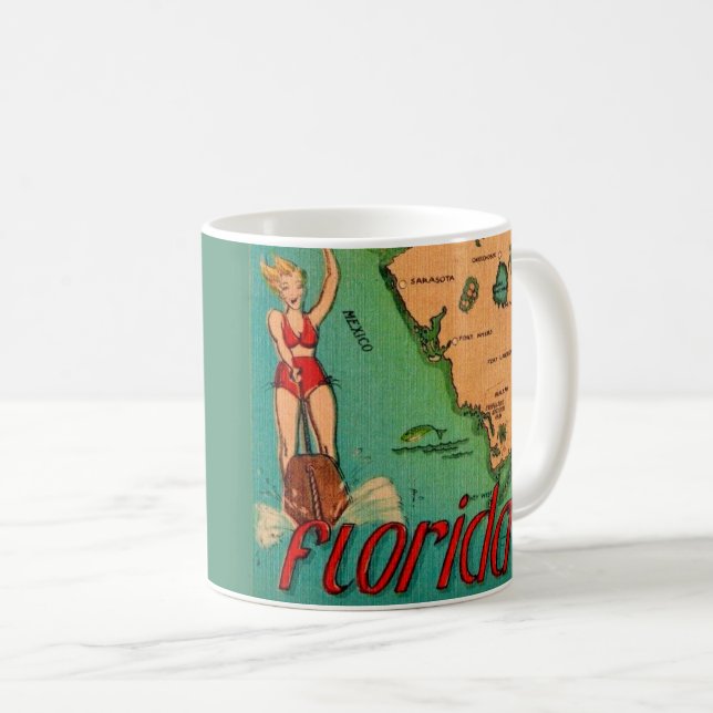 Taza De Café Postcarta retro de Florida (Anverso derecho)