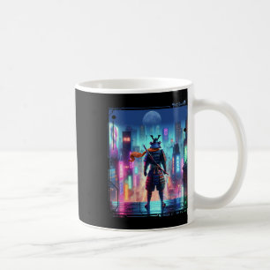 Taza De Café Poste Eléctrico Samurái en Ciberpunk Retro Japonés