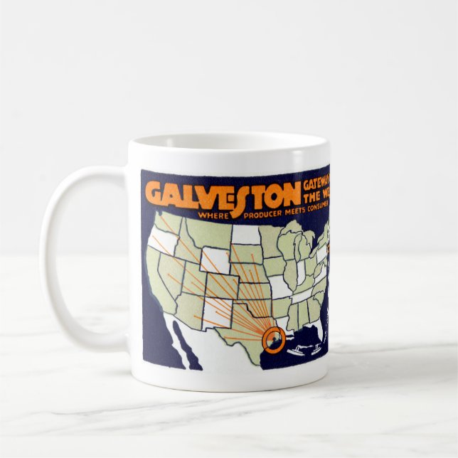 Taza De Café Poster 1920 de Galveston Tejas (Izquierda)