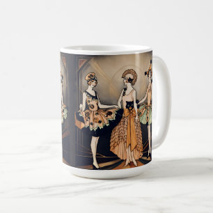 Taza De Café Póster antiguo de Halloween Art Déco de Flapper