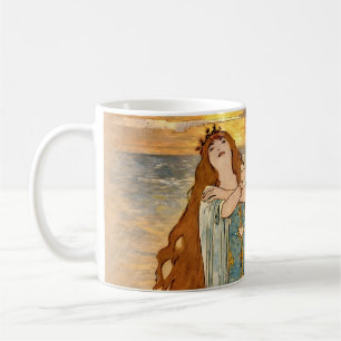 Taza De Café Póster Art Nouveau Elsa Lohengrin con cisnes