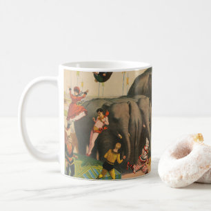 Taza De Café Poster Circo De Acróbatas Saltando Sobre Elefantes