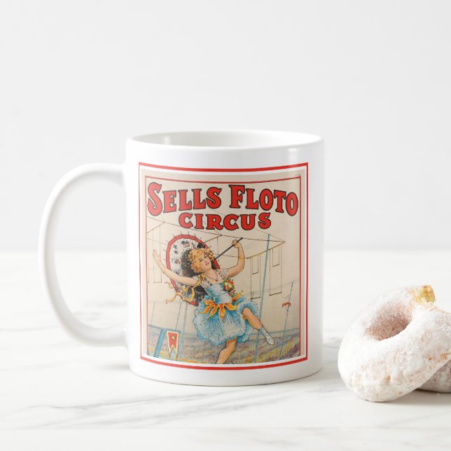 Taza De Café Poster Circo De Caminante De Ropa Estrecha Con Par (Con donut)