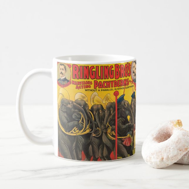 Taza De Café Poster Circo De Elefantes Actuando (Con donut)