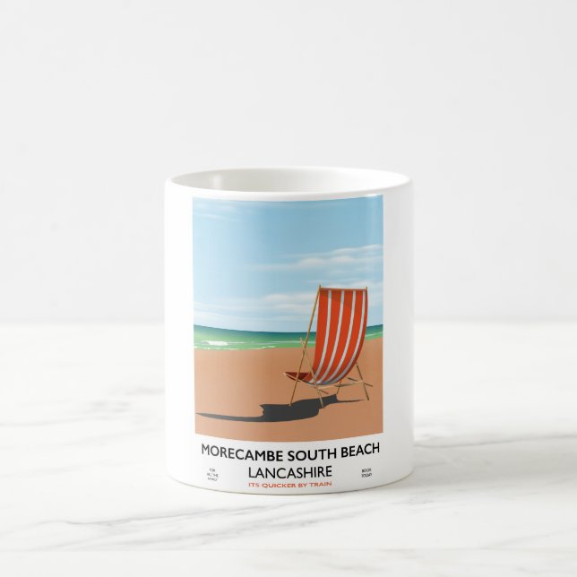 Taza De Café Poster costero Morecambe South Beach Lancashire (Centro)