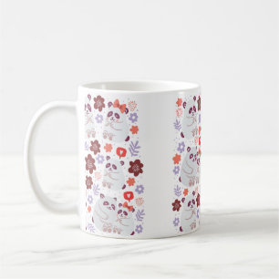 Taza De Café Poster cuadrado con lindos pandas parejas enamorad