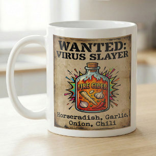 Taza De Café Póster de advertencia del virus del fuego de sidra