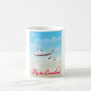 Taza De Café Póster de avión Vuela a Londres