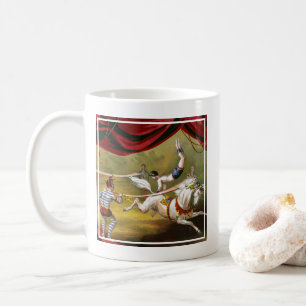 Taza De Café Poster De Circo Con Acrobat Actuando A Caballo.