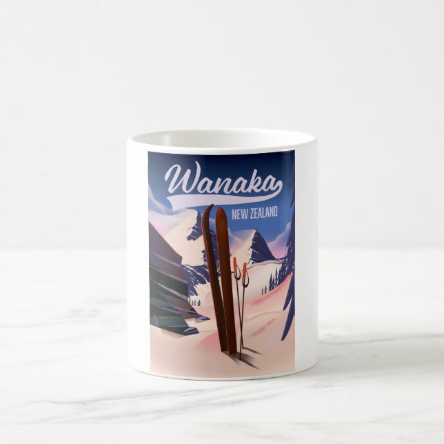 Taza De Café Póster de esquí de Wanaka Nueva Zelanda (Centro)
