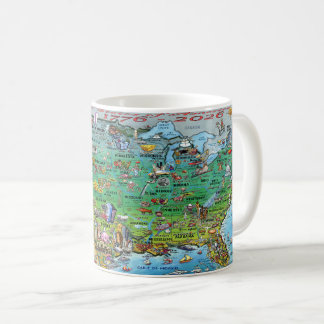 Taza De Café Póster de mapa divertido de Estados Unidos de Amér