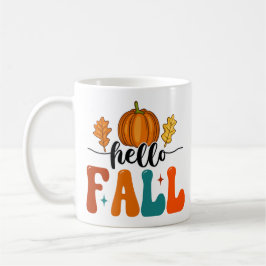 Taza De Café Poster De Otoño De La Calabaza De Otoño Y La Hoja