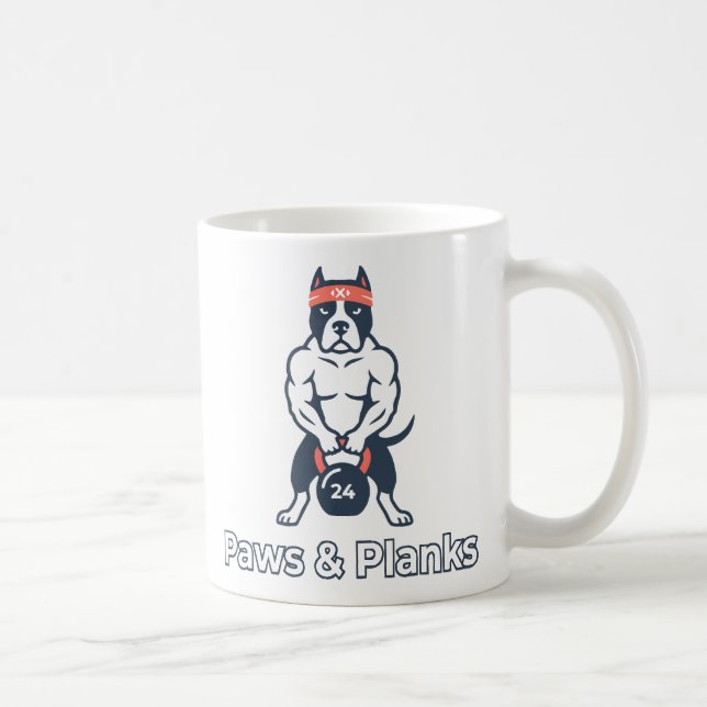 Taza De Café Póster de Paws & Planks Buff Dog Gym (Derecha)